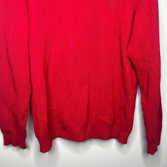 Ralph Lauren Chaps Men’s Red Pullover Sweater Crewneck Size Large 100% Cotton - Picture 5 of 9